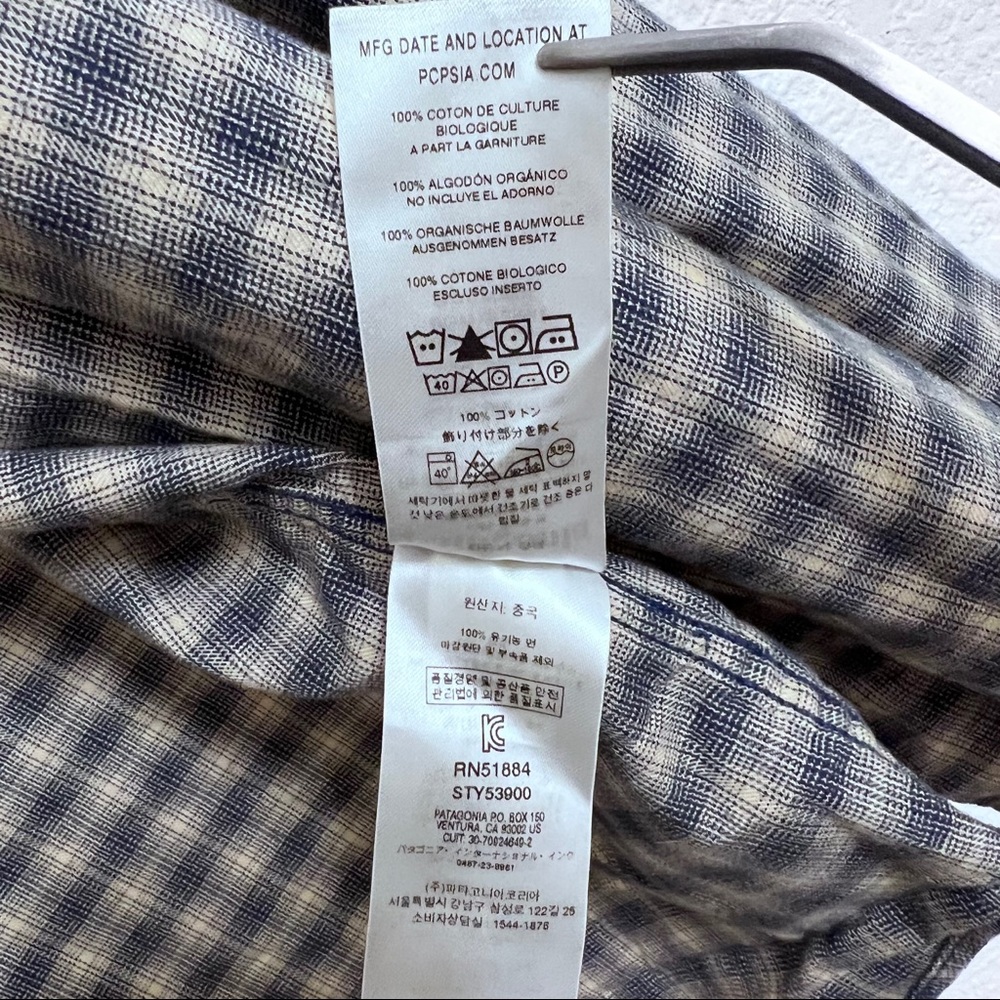 Patagonia Organic Cotton Plaid Long Sleeve Men's Medium Light Brown/Dark Blue - Picture 15 of 15